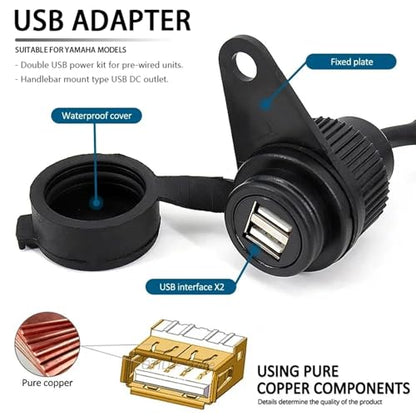 12V Motorcycle Double USB Charger Adapter for Yamaha Tracer MT-07 MT-09 SP FZ-09 FZ-07 Tracer XSR 700 900 Motorcycle Accessories