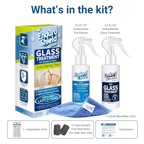 EnduroShield Glass Treatment Kit - Advanced Protection for Glass Surfaces - Repels Soap Scum, Grime & Dirt Without Harsh Chemicals - 8.4 fl oz - size: 8.4 Fl Oz (Pack of 1)