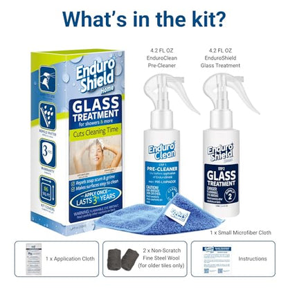 EnduroShield Glass Treatment Kit - Advanced Protection for Glass Surfaces - Repels Soap Scum, Grime & Dirt Without Harsh Chemicals - 8.4 fl oz - size: 8.4 Fl Oz (Pack of 1)