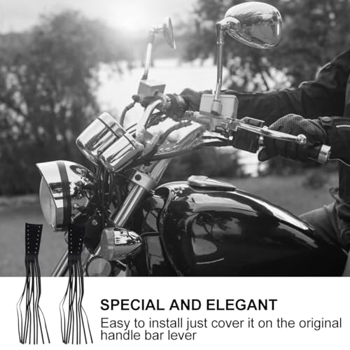 Garneck Motorcycle Lever Tassels Fringe Leather Motorcycle Lever Handlebar Throttle Brake Clutch Grip Covers Wraps
