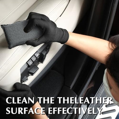 Mudder 8 Pcs Car Interior Scrubbing Sponge 5'' x 3'' Fiber Car Wax Applicator pad Household Cleaning Sponges for Leather Car Seat Couch Cleaning (Gray White) - color: Gray White