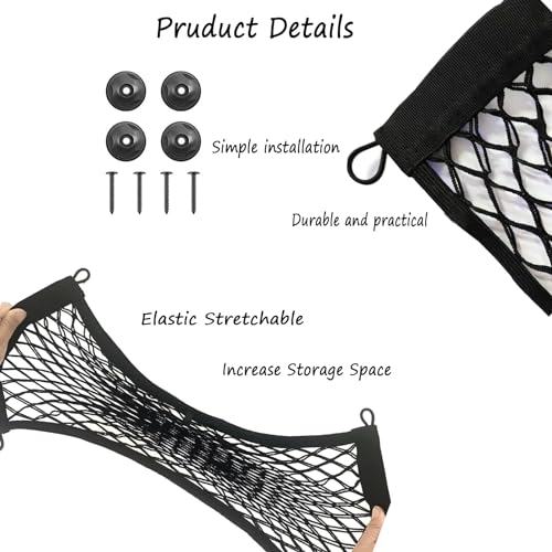ZMD 2PCS Small Cargo Nets, Pocket Storage Rv Mesh Net Universal Elastic Automotive Cargo Netting Storage Pouch with 8Pcs Mounting Screws&Hooks for Car Truck SUV Boats (18x9.8 Inch) - size: 18 x 9.8 Inches