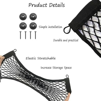 ZMD 2PCS Small Cargo Nets, Pocket Storage Rv Mesh Net Universal Elastic Automotive Cargo Netting Storage Pouch with 8Pcs Mounting Screws&Hooks for Car Truck SUV Boats (18x9.8 Inch) - size: 18 x 9.8 Inches