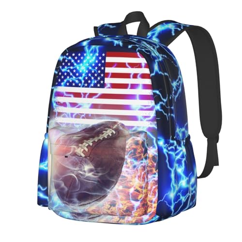 Football American Flag Backpack Bookbag Laptop Backpacks Multipurpose Daypack for Boys Girls School Men Women Travel Hiking - color: Football