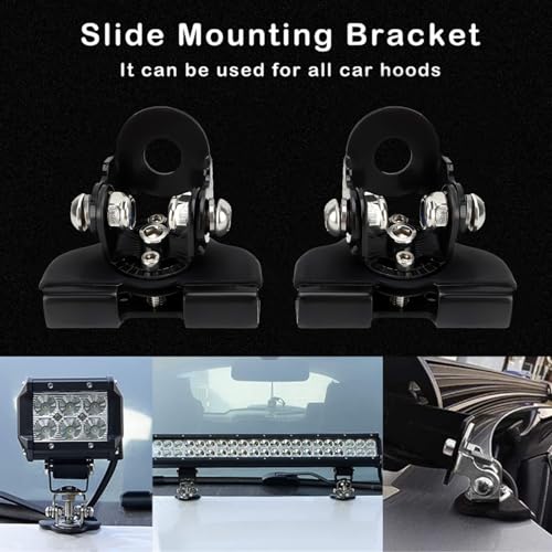 Led Light Bar Hood Mounting Brackets, 2pcs Led Work Light Mounting Bracket Kit, Aluminum Alloy Clamp, Offroad Light Mount Bracket, Universal Fit for Cars, Trucks, SUVs