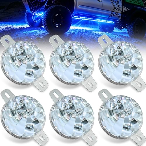 6pcs Mini LED Watermelon Lights for Truck Trailer, Underglow Neon Chassis Light Clear Lens Blue 12-24V with Strobe & Constant for Offroad 4x4 ATV UTV Motorcycle RV - color: Blue