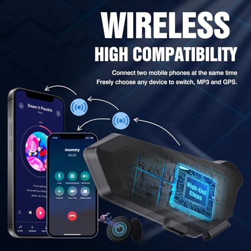 FEYA Motorcycle Helmet Speakers High Battery Life Helmet Headphone IPX6 Automatic Answer/Call Music Control/Intelligent Noise/Wake up Siri, 2 Different Types of Mic - Compatible with All Helmets - Y10 - style: Y10