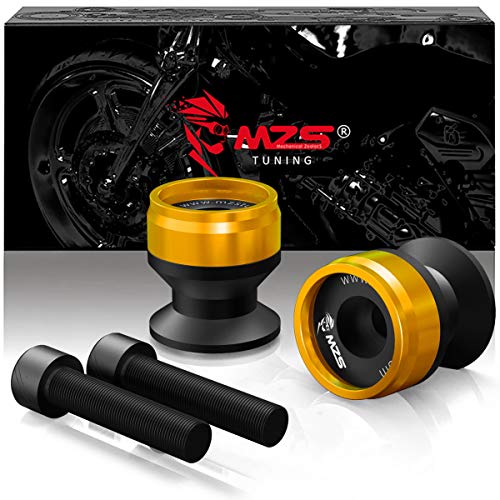 MZS 8MM Swingarm Spools Sliders Stand Universal M8 Gold Compatible with CBR 600 F2 F3 F4 F4i CBR600RR CBR1000RR GSXR600 GSXR750 GSXR1000 GSXS750 SV650 ZX6R ZX10R Z650 Z900 Z1000 EX400 EX650 Daytona - color: Gold, size: Aluminum