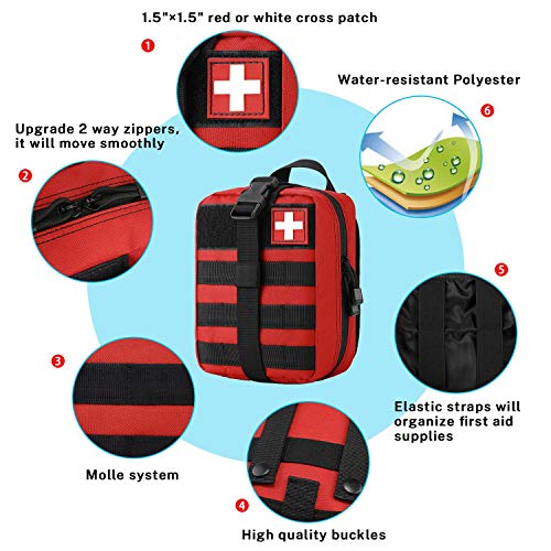 Gonex MOLLE Medical Pouch EMT First Aid Pouch Rip-Away IFAK Tactical Utility Pouch for Outdoor Activities Medical Supplies (Bag Only) - color: Red