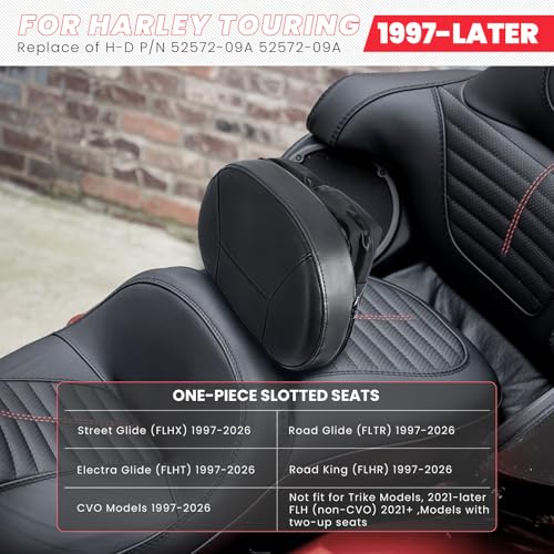 Adjustable Driver Backrest for Harley Touring Street Glide Road Glide Road King Electra Ultra Limited 1997-2026 Detachable with Storage Bag & Headphone Jack Black - size: Driver Backrest W/ Pouch 1
