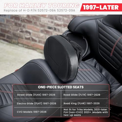 Adjustable Driver Backrest for Harley Touring Street Glide Road Glide Road King Electra Ultra Limited 1997-2026 Detachable with Storage Bag & Headphone Jack Black - size: Driver Backrest W/ Pouch 1