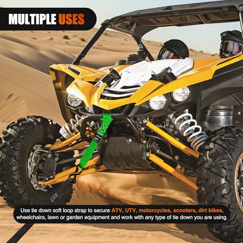 Nilight Soft Loop 1.7”×17" Motorcycle Tie Down Straps Heavy Duty 12000Lbs Max Break Strength for Securing ATV UTV Kayak Moving Cargo (8PK-Green) - color: Green
