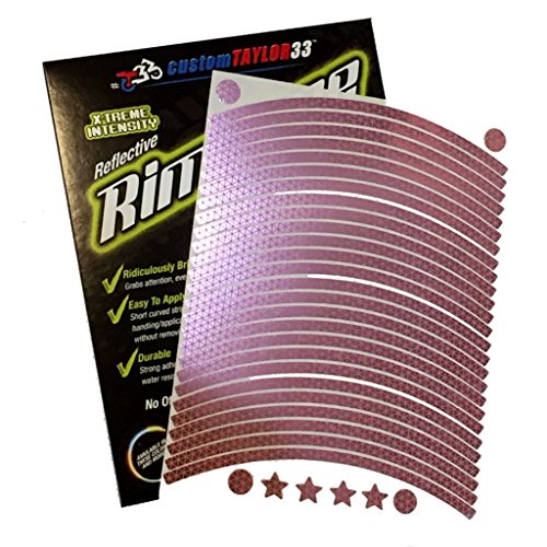 customTAYLOR33 Special Edition Pink High Intensity Grade Reflective Copyrighted Safety Rim Tapes, 17" (Rim Size for Most SportsBikes) - size: 17"