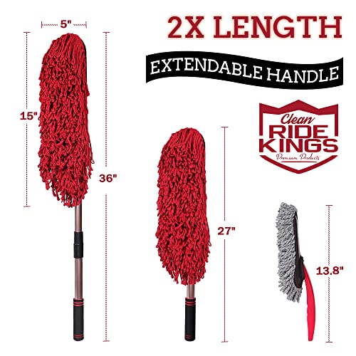 Car Duster Exterior Scratch Free, Extendable Handle, Detail Brush Kit for Vehicles, Wax Cotton Fabric, Waterless Wash Treatments，Car Care Equipment，Gifts for Men Women - color: Dark Red