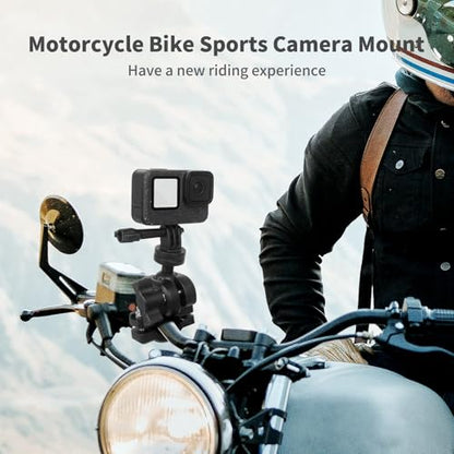 Bike Motorcycle Camera Mount Bundle Kit, 1/4 Screw & Tripod Mount Adapter, 360°Rotating Ball Head Base -Ballhead Arm Super Mounting Clamp for Most Action Camera, Clamp(0.86"-1.26“) 75016 - style: D22MM-32MM Universal ball