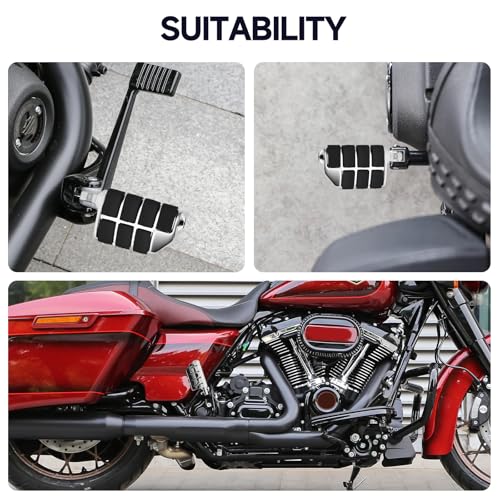 10MM Motorcycle Highway Pegs, Passenger Footpegs Male Mount Aluminum Foot Rest Pedal Compatible with Harley Touring Street Glide Road King Road Electra Glide Sportster Dyna Softail (Chrome) - color: 3#Chrome
