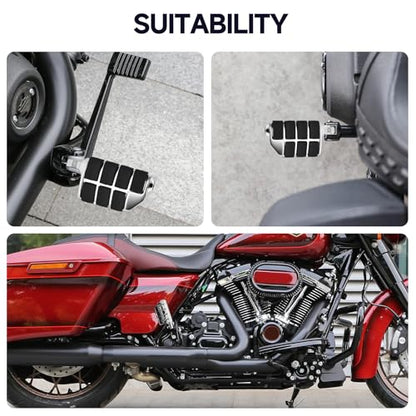 10MM Motorcycle Highway Pegs, Passenger Footpegs Male Mount Aluminum Foot Rest Pedal Compatible with Harley Touring Street Glide Road King Road Electra Glide Sportster Dyna Softail (Chrome) - color: 3#Chrome