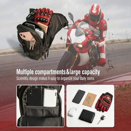 Motorcycle Thigh Bag Tactical Leg Bag Drop Leg Bag for Men Women–Waterproof&Adjustable Leg Strap, Convertible to Leg Fanny Pack or Phone Purse for Outdoor Activities—Complimentary keychain