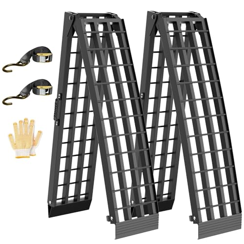 7.5 FT Heavy Duty Aluminum Folding Loading Ramp for Pickup Trucks, 3000 lbs Capacity Truck Loading Ramps for Motorcycles, ATV, UTV Lawn Mowers,Tractors & Golf Carts, 90" Lx12 W (2 Pack)