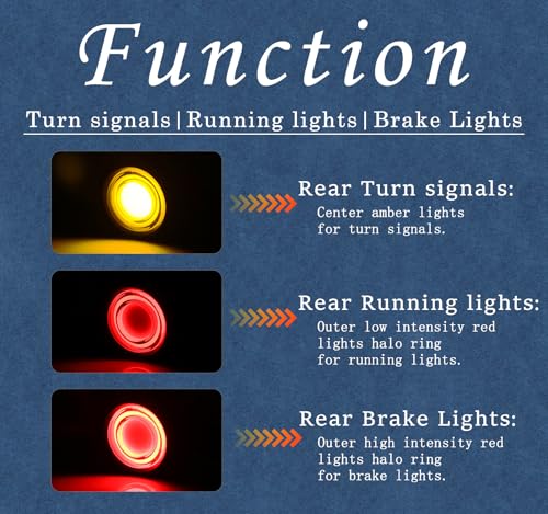 Motorcycle Universal LED Tail Lights Rear Front Turn Signals Bullet Brake Taillights Motorbike Running Light Compatible with Harley Yamaha Honda Kawasaki Suzuki - color: Amber/Red/White