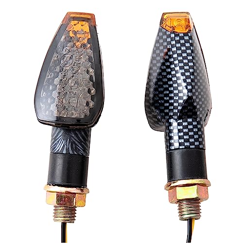 Mini Stalk Arrow Light Motorcycle Turn Signals Lights 10mm Universal Motorbike LED Indicator Blinker Amber Lamp(2 pcs) - color: Plaid-Smoke