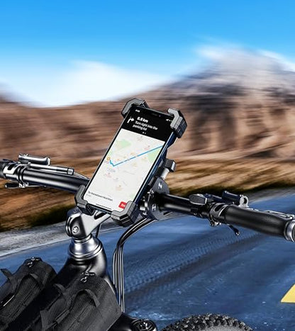 Kewig Motorcycle Phone Mount, Bike Phone Mount Upgrade Quick Install Handlebar Clamp, Bike Phone Holder for Scooter Clip Mount for 4.0-6.9" Phone