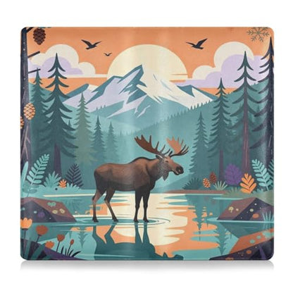 GuoChe Pu Leather Registration and Insurance Card Holder Men Women Document Wallet for any Car, Truck, Motorcycle, Trailer or Boat Wilderness Moose Lake Print - color: 2