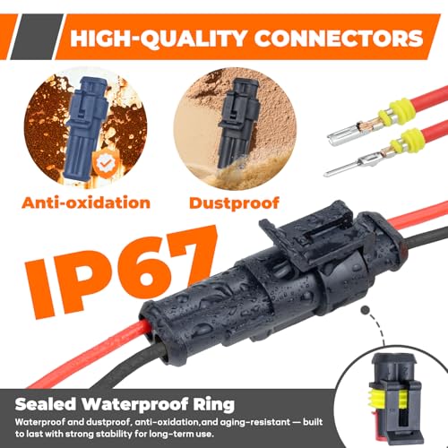 828Pcs 52 Sets Waterproof Automotive Electrical Wire Connectors with Ratcheting Wire Crimper, 1/2/3/4/5/6 Pin Plug Connectors Kit Water proof Connector