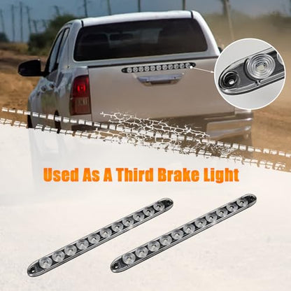 15.5" Red LED Trailer Light Bar Clear Lens Stop Turn Tail Lights Red Park Third 3rd Brake Light Truck Trailer Marker Identification Light Bar IP67 Waterproof, Pack of 2