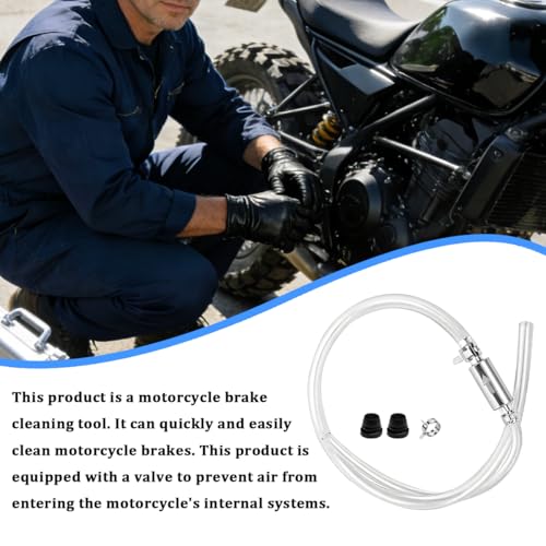 Bittwee Motorcycle Brake Bleeder Hose, One Way Check Motorbike Brake System Bleeding Tools with Screw Caps, Motocross Stop Fluid Bleeder Kit, Universal for Motocross Dirt Bike Scooters - size: 1PC