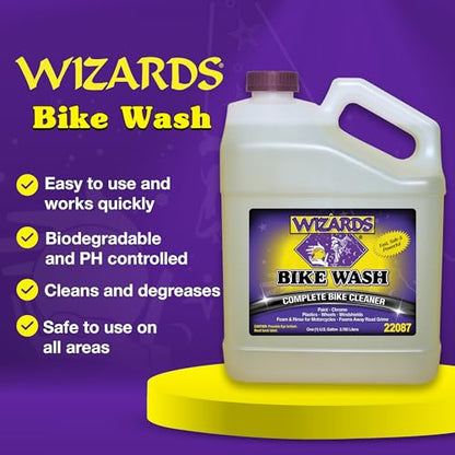 Wizards Bike Wash - Cleaner For Motorcycle Washing Kit - Quick Detailer for Bike Kit with Bug Remover - For Your Motorcycle Accessories and Detail Kit - 1 Gallon - size: 128 fl oz (Pack of 1)