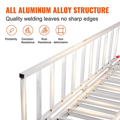 VEVOR Aluminum Ramps, 1500 lbs, Folding Loading Ramp with Load Straps, Tri-Fold Ramp for Motorcycles,UTVs, ATVs, Trucks, Lawnmowers, Snow Blowers, 77" L x 54" W, Sliver - size: 1500lbs