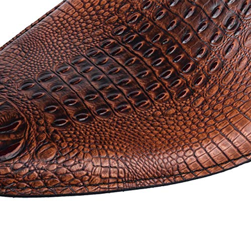 Universal Motorcycle Crocodile Leather Saddle Solo Seat Cushion Spring for Honda/Yamaha/Kawasaki/Suzuki/Bobber/Chopper (Brown) - color: Brown