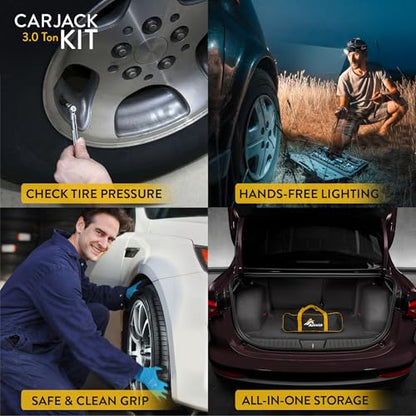 Car Jack Kit 3 Ton (6,600 lbs) | Scissor Jack for Car - Tire Jack Tool Kit | Portable, Ideal for SUV and Auto - Universal Kit with Lug Wrench | Heavy Duty Material - size: Car Jack Kit 3 Ton + Lug Wrench