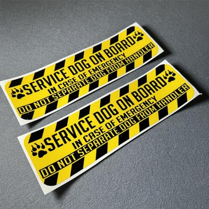 Car Stickers Service Dog on Board Emergency Warning Yellow Auto Truck Tail Window Triangle Decals Motor Body Vans Applique (2, 150x45mm) - size: 150x45mm