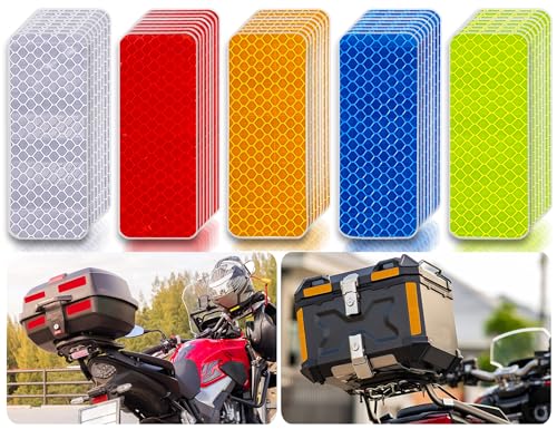 Reflective Tape 50PCS Reflective Tape Outdoor Waterproof,Safety Warning Reflective Stickers for Vehicle,Bicycles,Motorcycles,Helmet,Mailbox Bag (50, Rectangular 5-Color) (50, Rectangle)