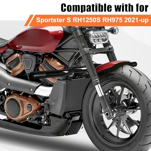 AUFER Motorcycle Front Highway Engine Guards Crash Bar Compatible With For Harley Sportster S RH1250S Nightster RH975 RH975S 2021-2025 Flat-Out Bar Bumper Protector Freeway Bar