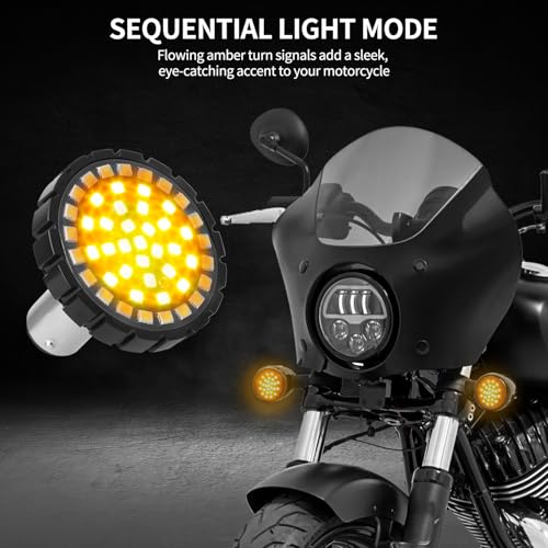 2" Bullet 1157 LED Turn Signals with Smoked Lens Cover, Motorcycle Front Turn Signal Running Light Compatible with Harley Davidson Street Glide, Sportster, Road King