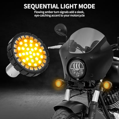 2" Bullet 1157 LED Turn Signals with Smoked Lens Cover, Motorcycle Front Turn Signal Running Light Compatible with Harley Davidson Street Glide, Sportster, Road King