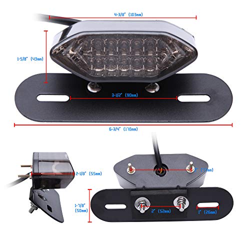DREAMIZER Waterproof Square Trailer Lights kit, ABS Red Brake Stop Tail Running License LED Light Lamp Compatible With Sportster 883 1986-2020 - color: Black