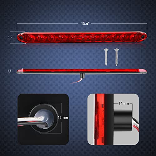 Nilight 2PCS 16Inch 11 LED Red Trailer Light Bar for Parking Stop Turn Signals Tail Brake DOT Compliant IP65 Waterproof Truck ID Marker - color: 2Pcs 16" Red 11LED