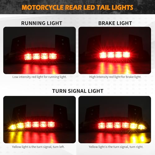 Motorcycle Chopped Rear Fender Edge LED Brake License Plate Tail Light Stop Running Light Turn Signal Lamp Compatible with Harley Sportster XL883N 1200N XL1200V XL1200X (Smoke Lens) - color: Smoke Lens#1