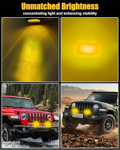 4 Inch Amber LED Driving Lights 48W LED Pod Lights Off Road Spot Lights Bar Super Bright Flood Light Cube Combo LED Bumper Ditch Lights Fog Light for Truck Jeep ATV UTV SUV Motorcycle Boat - color: 4inch Amber Spotlight