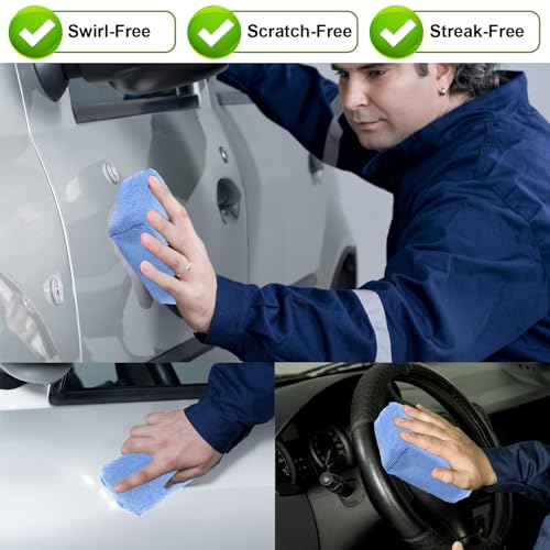 8 PCS Microfiber Applicator Pad, 4.7"x3.1" Scratch-Free Foam Buffing Scrub Pads, Car Wash Sponges for Effortless Detail Polishing, Waxing, Tire Shining, Interior Cleaning, Scrubbing (Blue)