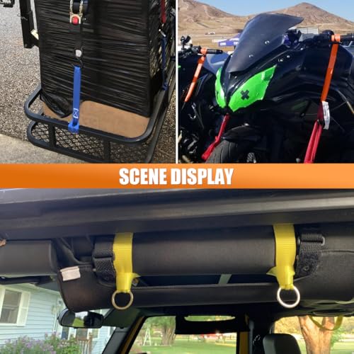 ZIMISI 8PCS Soft Loop Tie Down Straps, 1"x 12" Loop Straps with 4500Lbs Breaking Strength & 1500Lbs Load Capacity, Motorcycle Tie Down Straps for Securing ATV, UTV, Dirt Bikes, Lawn Equipment (Blue) - color: Blue