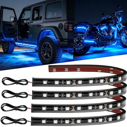 12V Led Light Strip 12.7" Waterproof Blue Led Light Strips for Car Golf Cart Motorcycles Truck Boat Led Strip Lights,Pack of 4 - color: Blue Led Light Strip