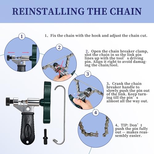 Bike Chain Repair Tools Set, Includes Bicycle Chain Breaker Tool, Master Link Plier, Wear Indicator and 3 Pairs Missing Links for 6-10 Speed Chains