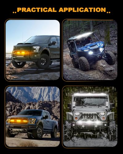 [White & Amber Strobe] 20 inch LED Light Bar Single Row [Straight] White Driving Light, Police Flashing Warning Lamp with Wiring Harness for Off-Road SUV UTV Car Pickup Truck - color: 20in [Straight][White & Amber Strobe]