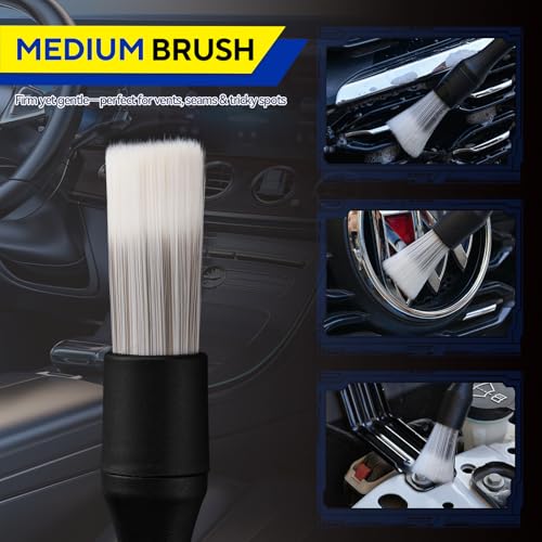 7PCS Car Detailing Brush Kit - Ultra Soft Boars Hair Car Interior Detailing Brushes, Includes 4 Different Brushes, Multi-use for Cleaning Interior or Exterior - Perfect Car Accessory Gift - size: 7PCS-A