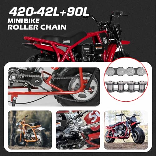 DYC 420 Mini Bike Dual Chain Set (Jackshaft) 42 Link Front + 90 Link Rear with Chain Breaker Tool & Adjuster, Fits Coleman CT200U/BT200X, Baja MB165/MB200, Axis M200, Massimo MB200, 196-212cc - size: 420-42L+90L w/